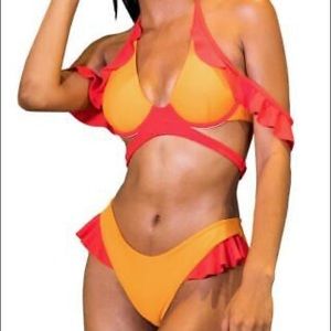 NWT Andrea Iyamah Swimwear Bikini Size XL 2 Piece Orange Red Aisha